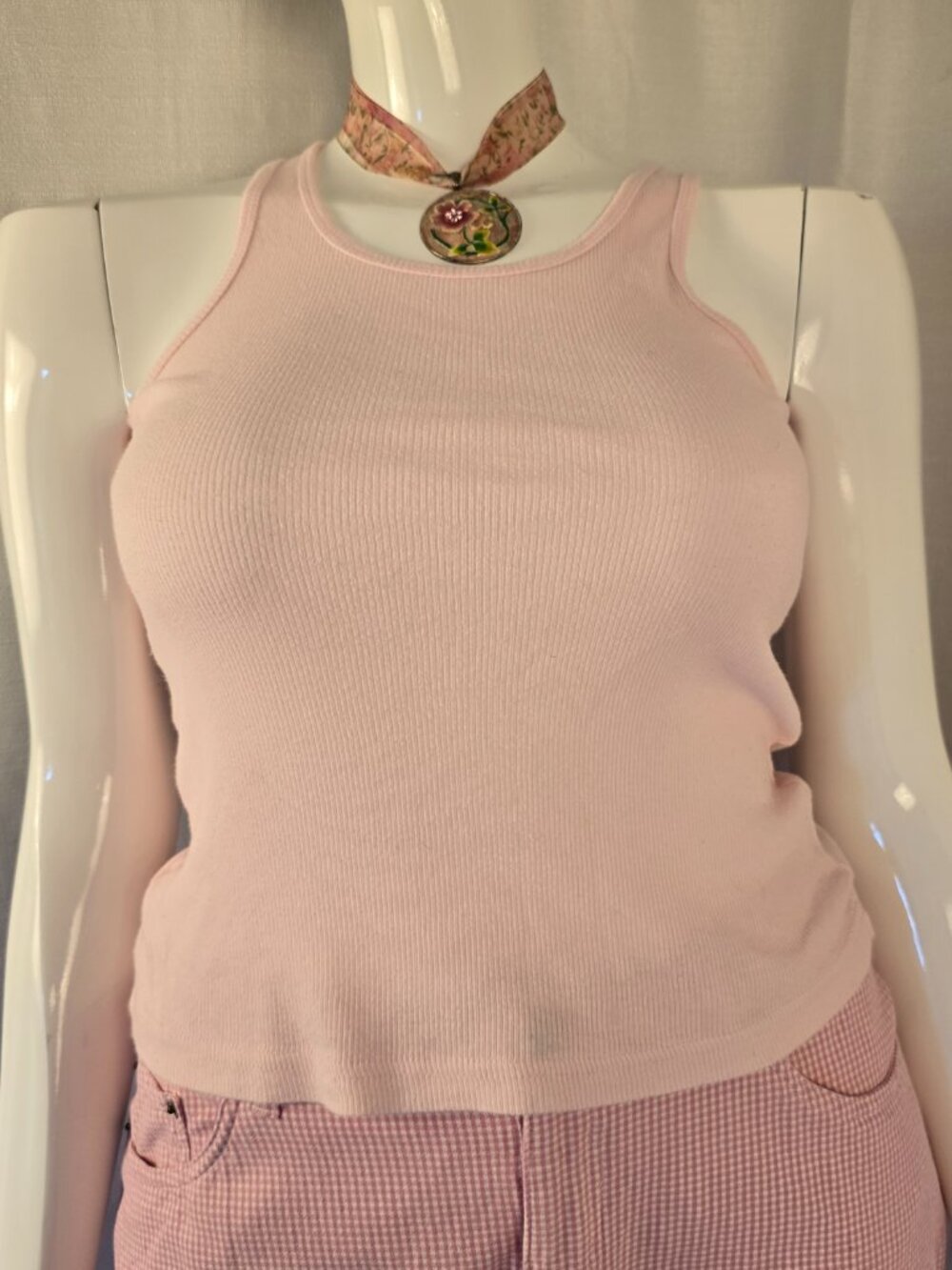 Tag Above 100% Brushed Cotton Ribbed Tank Top Size Large